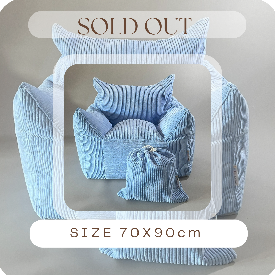 Sky Blue Corduroy Kids Bean Bag Lounger