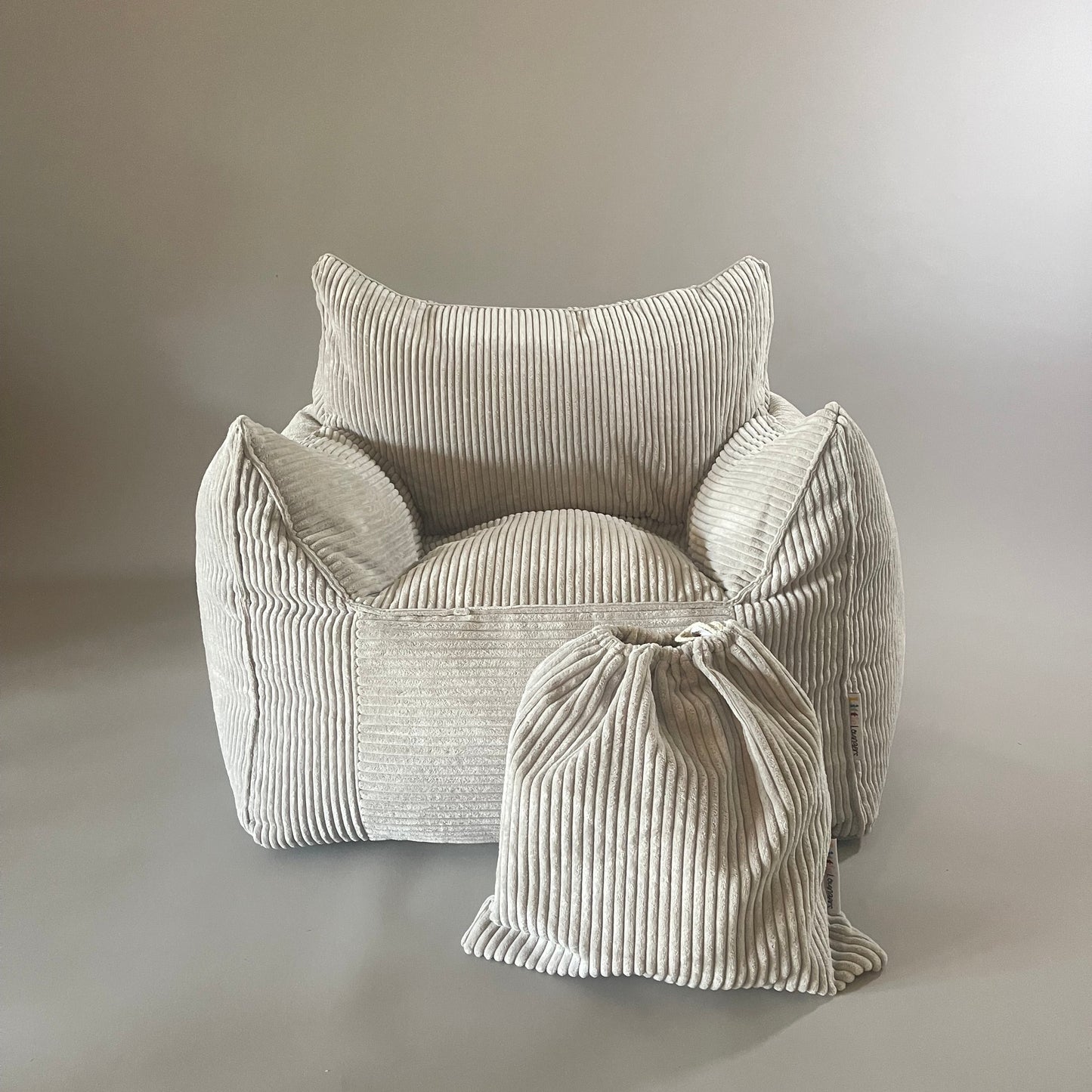 Pebble Grey Corduroy Kids Bean Bag Lounger