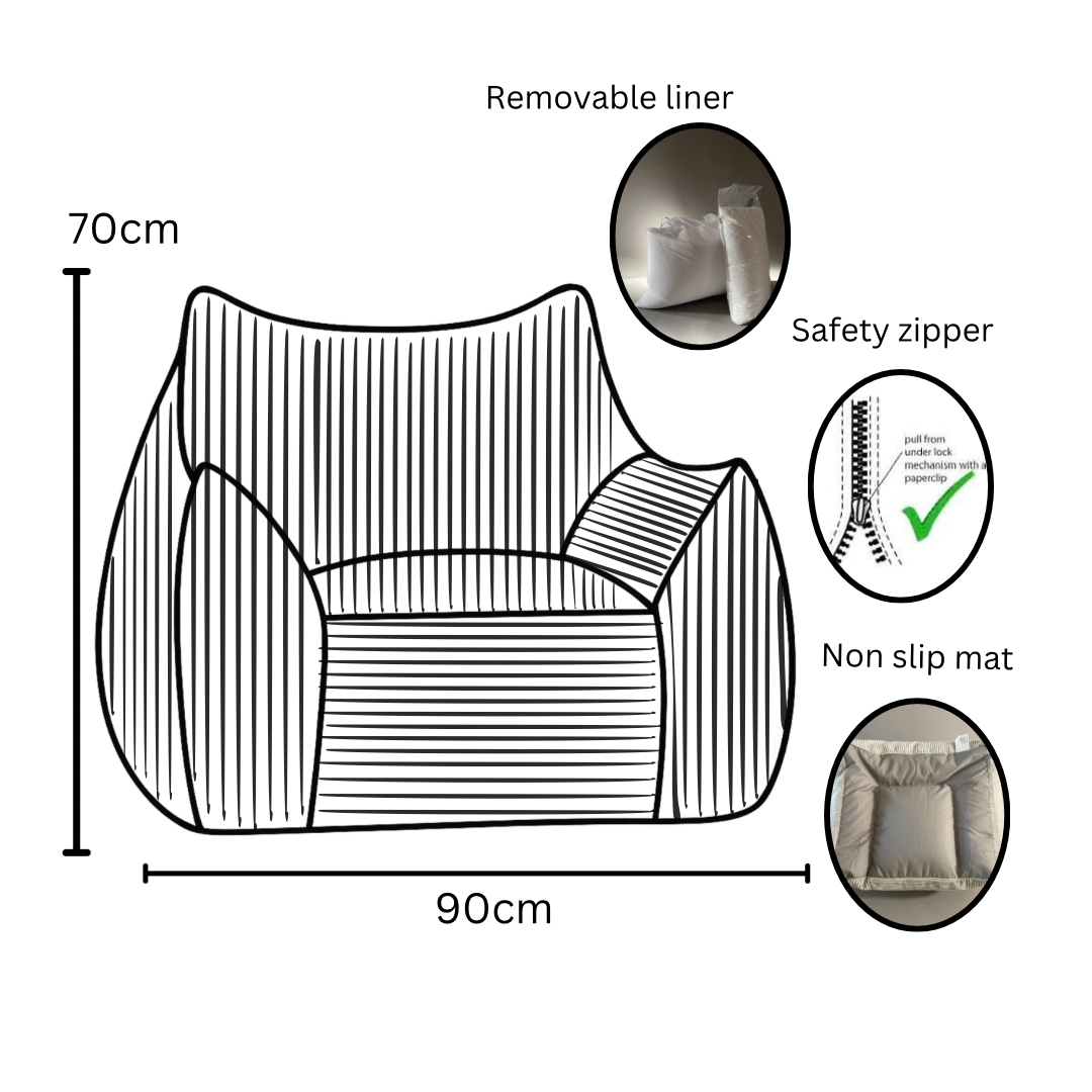 Sky Blue Corduroy Kids Bean Bag Lounger