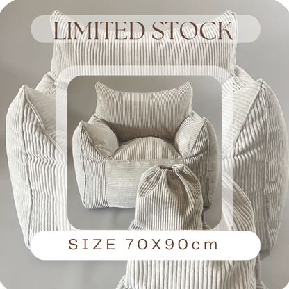 5 Left - Grey Corduroy Kids Bean Bag Lounger