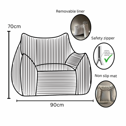 Mint Corduroy Kids Bean Bag Lounger